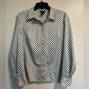 White and black button up shirt